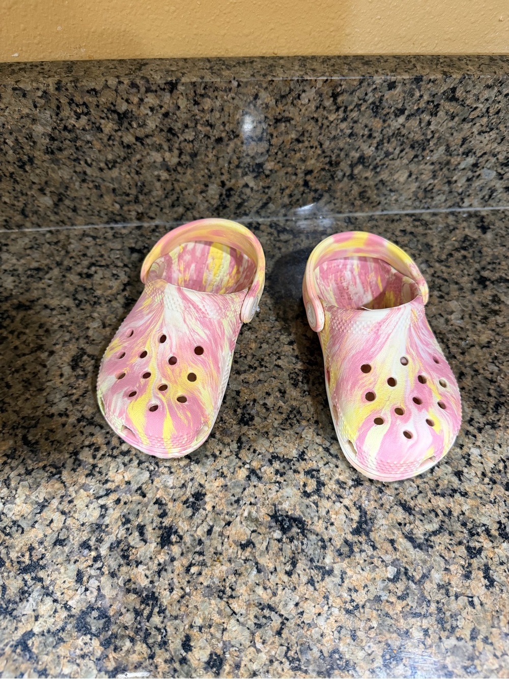 Kids Pink & Yellow Tie-Dye Crocs